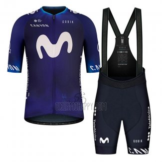 Movistar Cycling Jersey Bib Short 2023 Short Sleeve Black Purple