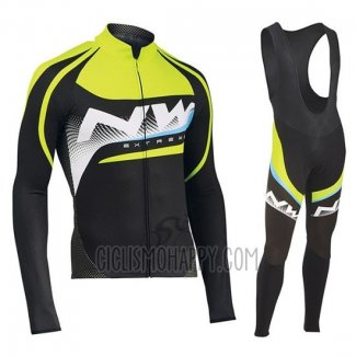 Northwave Cycling Jersey Bib Tight 2019 Men Long Sleeve Green White Black
