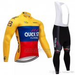 Quick Step Floor Cycling Jersey Bib Tight 2018 Long Sleeve Quick Step Floors Yellow Blue Red