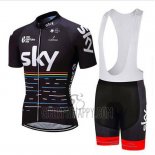 Sky Cycling Jersey Bib Short 2018 Short Sleeve Black and Red