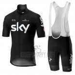 Sky Cycling Jersey Bib Short 2019 Short Sleeve Black