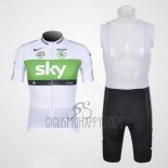 Sky Lider Cycling Jersey Bib Short 2012 Men Short Sleeve White and Green