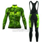ALE Camo Cycling Jersey Bib Tight 2017 Men Long Sleeve Green and Yellow