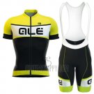 ALE Cycling Jersey Bib Short 2016 Men Short Sleeve Black and Yellow