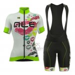 ALE Cycling Jersey Bib Short 2018 Men Short Sleeve White and Green