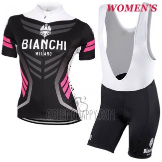 Bianchi Cycling Jersey Bib Short 2017 Women Short Sleeve Black