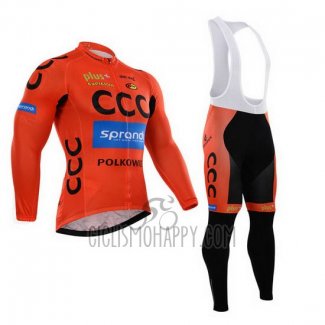 CCC Cycling Jersey Bib Tight 2015 Long Sleeve Black and Orange