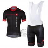 Castelli Cycling Jersey Bib Short 2017 Men Short Sleeve Bright Black and Red