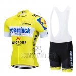 Deceuninck Quick Step Cycling Jersey Bib Short 2019 Short Sleeve Yellow White