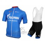 Gazprom Rusvelo Colnago Cycling Jersey Bib Short 2016 Men Short Sleeve Blue and White