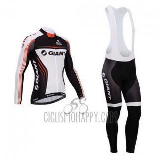 Giant Cycling Jersey Bib Tight 2014 Men Long Sleeve White and Black