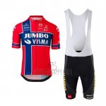 Jumbo Visma Cycling Jersey Bib Short 2020 Short Sleeve Red Blue
