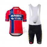 Jumbo Visma Cycling Jersey Bib Short 2020 Short Sleeve Red Blue