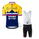 Jumbo Visma Cycling Jersey Bib Short 2020 Short Sleeve Yellow Blue