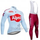 Katusha Alpecin Cycling Jersey Bib Tight 2019 Long Sleeve Light Blue Red