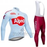 Katusha Alpecin Cycling Jersey Bib Tight 2019 Long Sleeve Light Blue Red