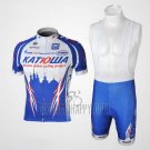 Katusha Cycling Jersey Bib Short 2010 Short Sleeve Blue and Blue