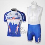 Katusha Cycling Jersey Bib Short 2010 Short Sleeve Blue and Blue