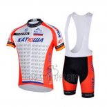 Katusha Cycling Jersey Bib Short 2018 Short Sleeve White Red