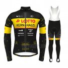 Lotto-kern Haus Cycling Jersey Bib Tight 2022 Men Long Sleeve Black Yellow