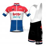 Lotto Dstny Cycling Jersey Bib Short 2023 Short Sleeve Red White