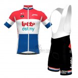 Lotto Dstny Cycling Jersey Bib Short 2023 Short Sleeve Red White