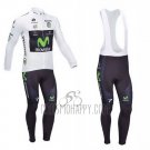Movistar Lider Cycling Jersey Bib Tight 2013 Men Long Sleeve White