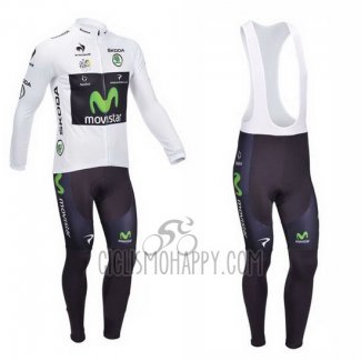 Movistar Lider Cycling Jersey Bib Tight 2013 Men Long Sleeve White