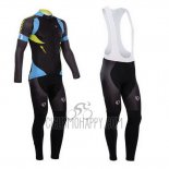 Pearl Izumi Cycling Jersey Bib Tight 2014 Men Long Sleeve Black and Sky Blue
