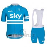 Sky Cycling Jersey Bib Short 2016 Short Sleeve Blue