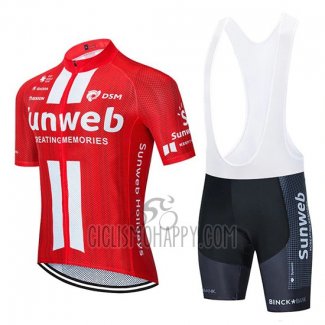 Sunweb Cycling Jersey Bib Short 2020 Short Sleeve Red White