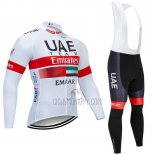UCI World Champion UAE Cycling Jersey Bib Tight 2019 Long Sleeve White Red