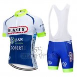 Wanty Cycling Jersey Bib Short 2019 Short Sleeve White Blue