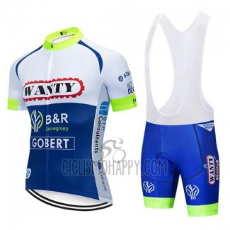 Wanty Cycling Jersey Bib Short 2019 Short Sleeve White Blue
