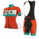 ALE Graphics Prr Bermuda Cycling Jersey Bib Short 2017 Women Short Sleeve Light Blue and Orange