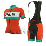 ALE Graphics Prr Bermuda Cycling Jersey Bib Short 2017 Women Short Sleeve Light Blue and Orange