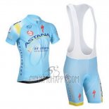 Astana Cycling Jersey Bib Short 2014 Short Sleeve Light Blue