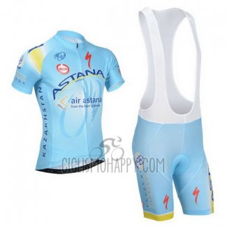 Astana Cycling Jersey Bib Short 2014 Short Sleeve Light Blue