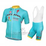 Astana Cycling Jersey Bib Short 2016 Short Sleeve Light Blue