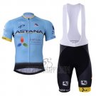 Astana Cycling Jersey Bib Short 2017 Short Sleeve Blue