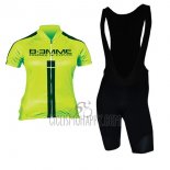 Biemme Cycling Jersey Bib Short 2017 Women Short Sleeve Green and Black