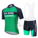 Caja Rural Cycling Jersey Bib Short 2020 Men Short Sleeve Green Black