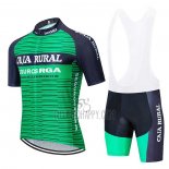 Caja Rural Cycling Jersey Bib Short 2020 Men Short Sleeve Green Black