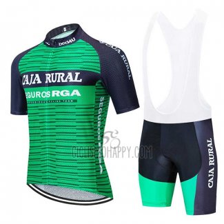Caja Rural Cycling Jersey Bib Short 2020 Men Short Sleeve Green Black