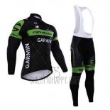 Cannondale Cycling Jersey Bib Tight 2015 Men Long Sleeve Green and Black
