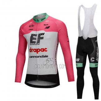 Cannondale Drapac Cycling Jersey Bib Tight 2018 Long Sleeve White and Pink