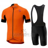 Castelli Aero Race Cycling Jersey Bib Short 2019 Men Short Sleeve Orange