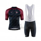 Craft Cycling Jersey Bib Short 2020 Men Short Sleeve Dark Blue Red
