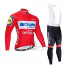 Deceuninck Quick Step Cycling Jersey Bib Tight 2020 Long Sleeve Red White