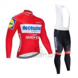 Deceuninck Quick Step Cycling Jersey Bib Tight 2020 Long Sleeve Red White